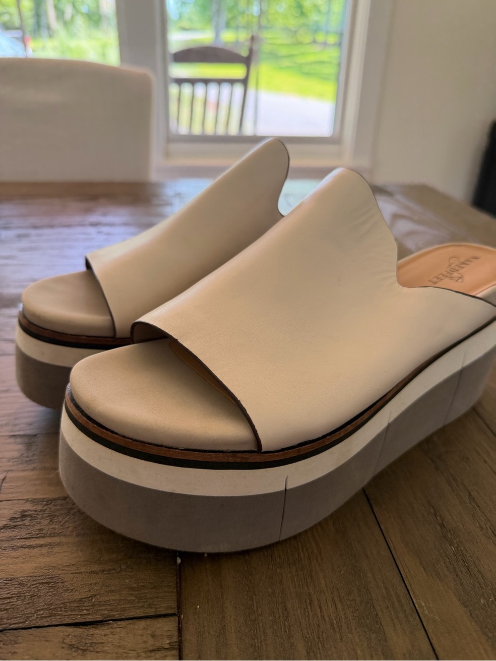Naked Feet Cream and Gray Platform Slide Sandals - Picture 2 of 3